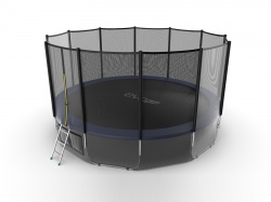 EVO JUMP External 16ft (Blue) + Lower net. Батут с внешней сеткой и лестницей, диаметр 16ft (синий) + нижняя сеть