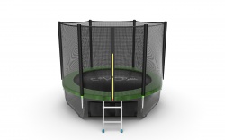Батут EVO JUMP External 8ft зеленый + Lower net. с внеш. сеткой и лестницей + нижняя сеть