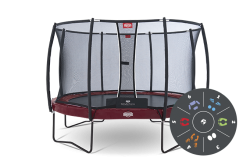 Батут BERG Elite+ (Элит+) Tattoo  430 + Safety Net T-seties 430 Красный арт.37.24.81