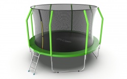 Батут EVO Jump Cosmo 12ft (Green) с внутренней сеткой и лестницей, диаметр 366 см (зеленый)