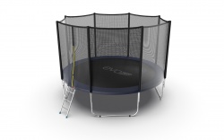 Батут EVO JUMP External 12ft синий с внешней сеткой и лестницей