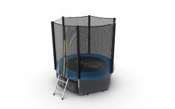 Батут EVO JUMP External 6ft + Lower net. с внеш. сеткой и лестницей, 183 см синий + нижняя сеть