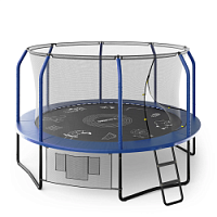 Дачный Пружинный Батут UNIX SUPREME GAME 12 FT С СЕТКОЙ И ЛЕСТНИЦЕЙ синий