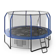 Дачный Пружинный Батут UNIX SUPREME GAME 12 FT С СЕТКОЙ И ЛЕСТНИЦЕЙ синий
