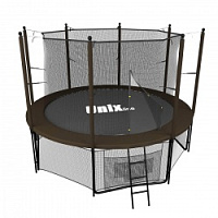 Дачный Пружинный Батут UNIX Classic 8 FT С с внутр. сеткой и лестницей Black&Brown