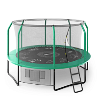Дачный Пружинный Батут UNIX SUPREME GAME 12 FT С СЕТКОЙ И ЛЕСТНИЦЕЙ GREEN