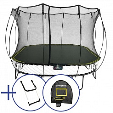 Комплект Батут беспружинный квадратный SPRINGFREE S113 Лестница и Баскетбольное кольцо
